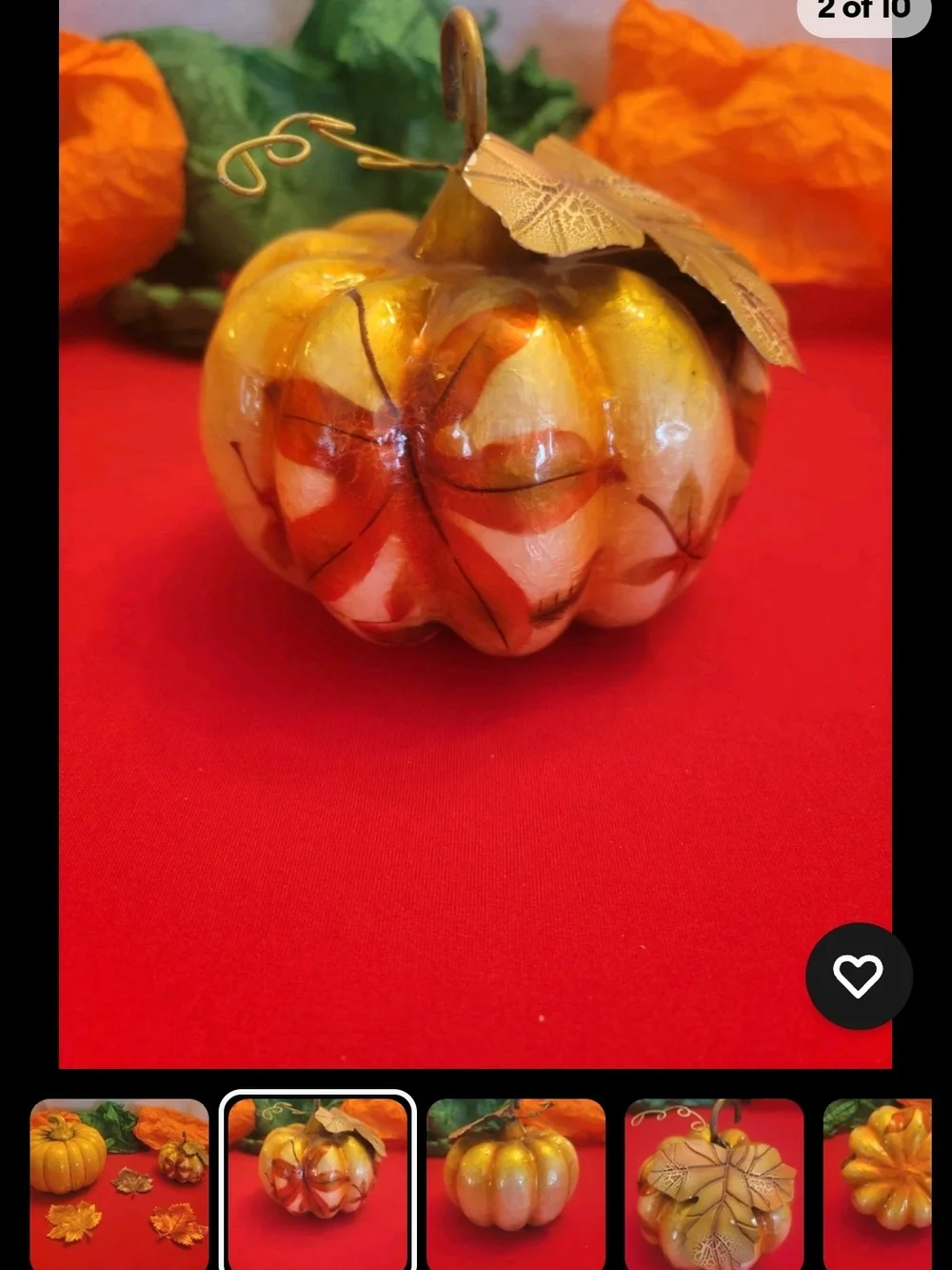 Orange Ceramic Pumpkin Holiday Decor - Brand Unbranded